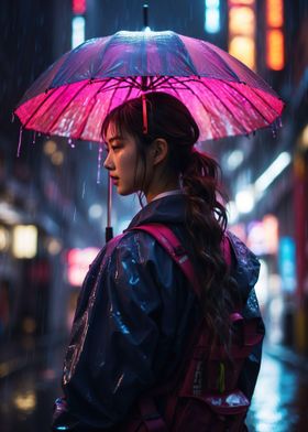 Japanese Girl and Rain