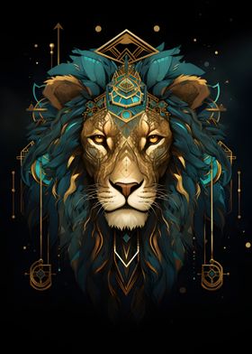 Majestic artistic lion