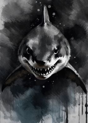Watercolor Painted Shark