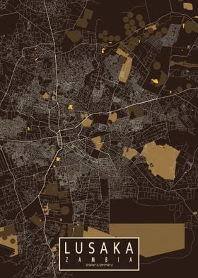 Lusaka City Map Pastel