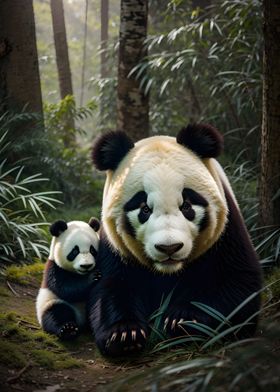 Panda and family animal