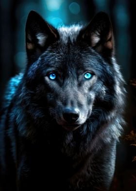Painted Wolf Portrait