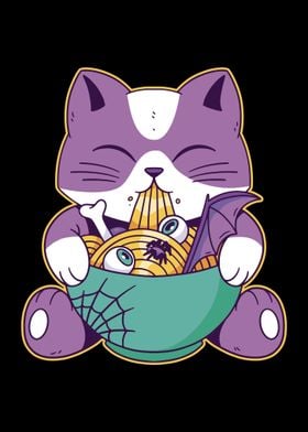 Cat Eating Ramen