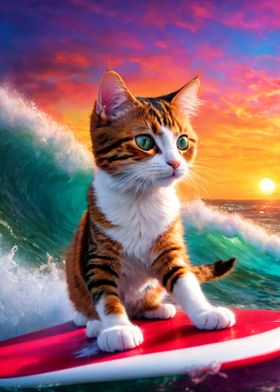 Funny Cat Surfing