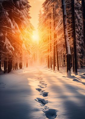 Sunlit Snow Path