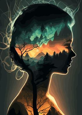 Woman and Nature Abstract