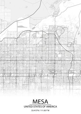 Mesa Arizona White Map