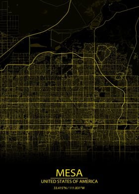 Mesa Arizona Yellow Map