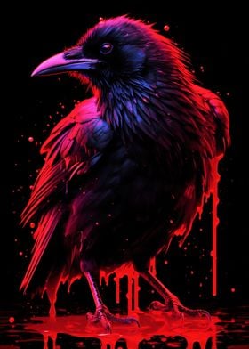 Neon Red Crow