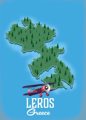 Leros Greek Map