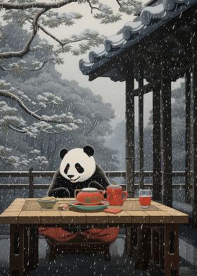 Panda Japanese Painting
