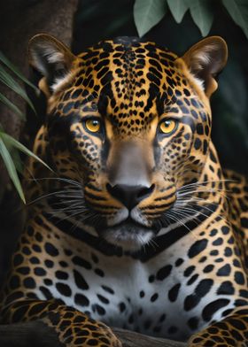 Painted Leopard Portrait