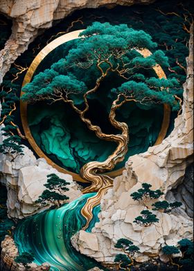 Mountain Tree Kintsugi Art