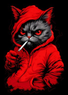 Smoking gangster cat