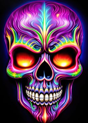 Vibrant Neon Skull 04
