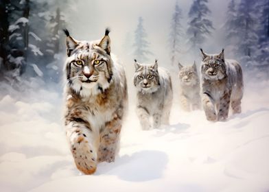 Lynxes in winter