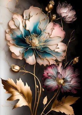 Gold Floral abstract 