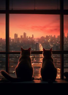 Two Cats On The Window