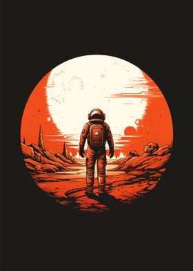 Astronaut walking on Mars