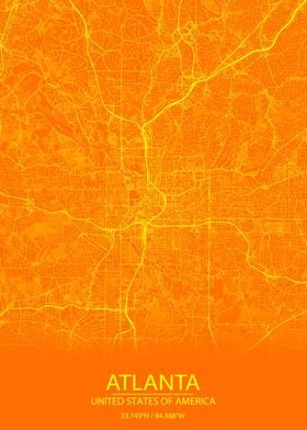 Atlanta Georgia Orange Map