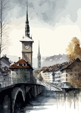 Bern Watercolor Painting