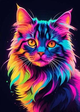 Cat neon colors