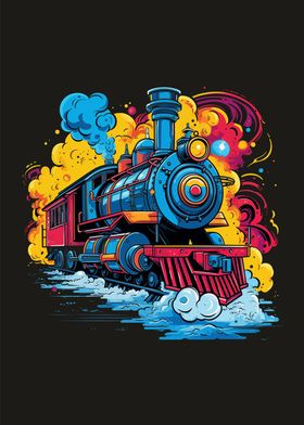 A pop art steam train