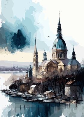 Budapest Watercolor City