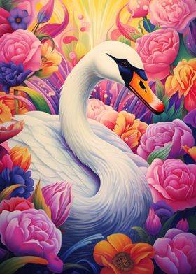 Swan Flowers Portrait