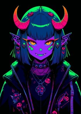 Cyberpunk Demon Girl
