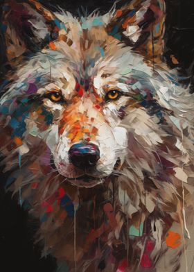 Oil Painting Wolf