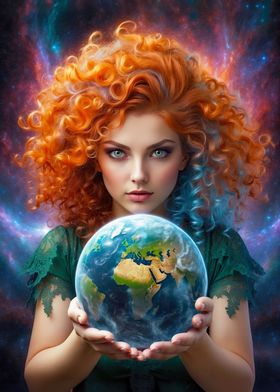 Woman Holding Earth