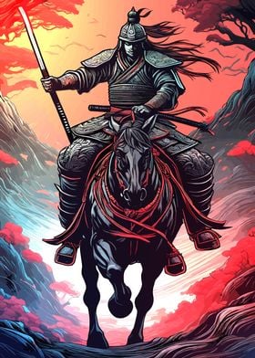 Samurai warrior on a horse