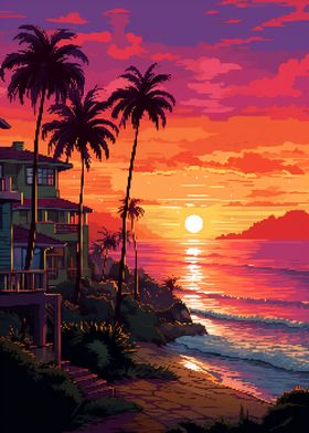 Laguna Sunset Pixel Art