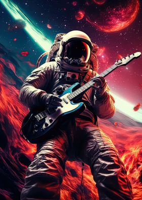 Astronaut Playing Guitar 