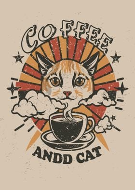 Coffee and Cat Retro