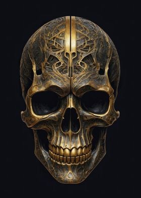 Golden Cyberpunk Skull