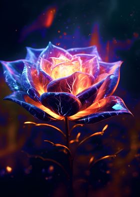 Rose Neon Cosmic Flower