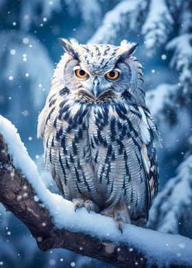 Snowy Sentinel White Owl