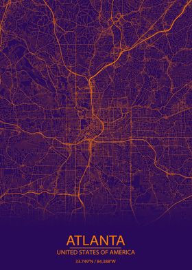 Atlanta Georgia Purple Map