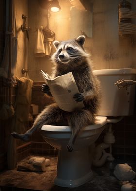 Raccoon Toilet Newspaper