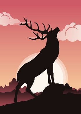 Deer sunset Scenery