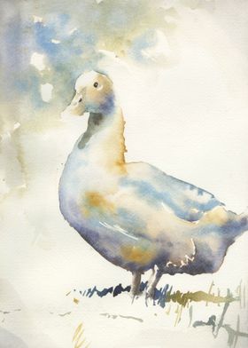 Duck watercolor painting