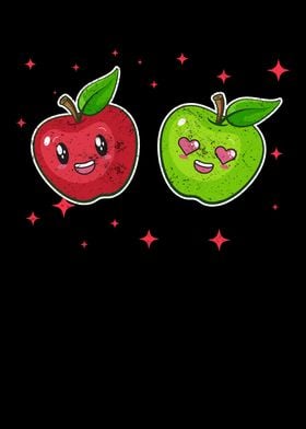 Cute Apple Couple Hugging