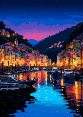 Portofino Italy Pixel Art