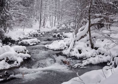 Winter river in mountains