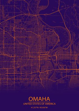 Omaha Nebraska Purple Map