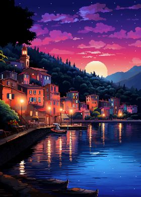 Italy Portofino Pixel Art