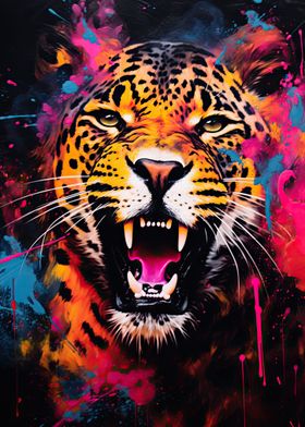 Leopard Graffiti Mural