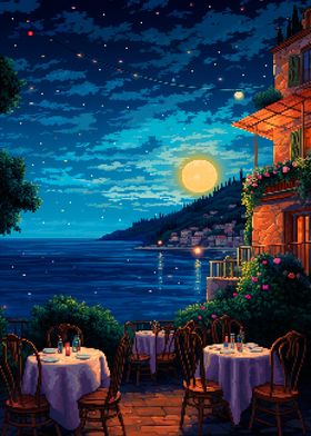 Lake Como Italy Pixel Art